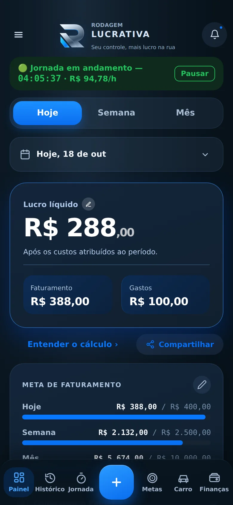 Tela do app: Ler o seu painel